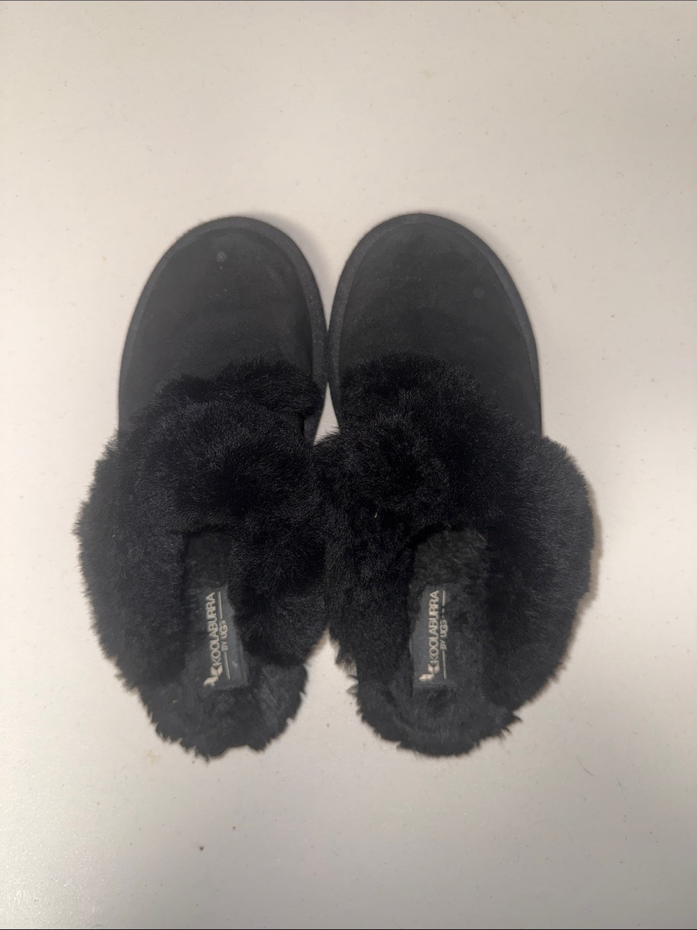 Koolaburra Black Faux Fur Slide Slippers for Women